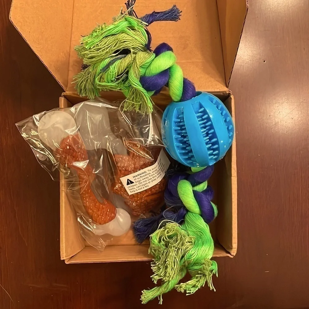 Brand New 3-Piece Dog Chew & Rope Toys Set for Aggressive Chewers Bacon Teething